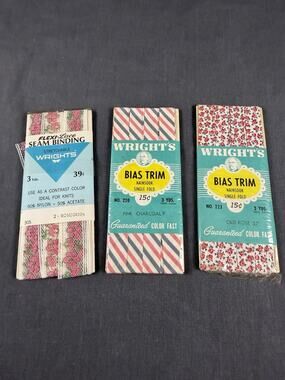 Lot Of 3 Vintage Seam Binding Bias Trim Wright’s